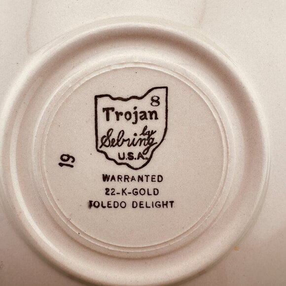 VINTAGE 6 SAUCERS FROM TROJAN by SEBRING-TOLEDO DELIGHT - 22K GOLD & PINK ROSE, - Picture 8 of 9